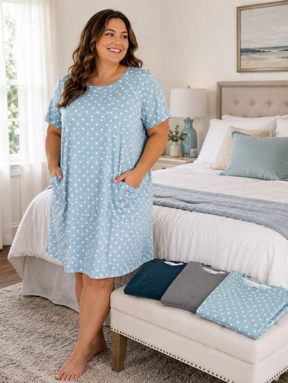 Women's Sleep Shirt Nightgown Bundle of 3 Plus Size 2XL Lounge Sleepshirts NWOT